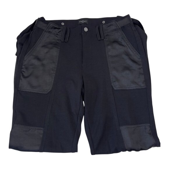 WHITE HOUSE BLACK MARKET Womens Black Satin Patchwork The Straight Crop Pants 6L - Picture 15 of 16